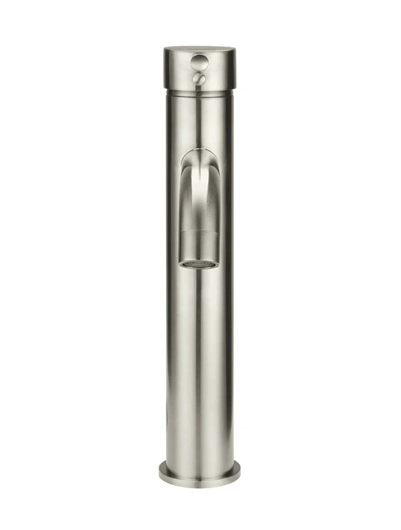 Round Tall Curved Basin Mixer - PVD Brushed Nickel - Image 4