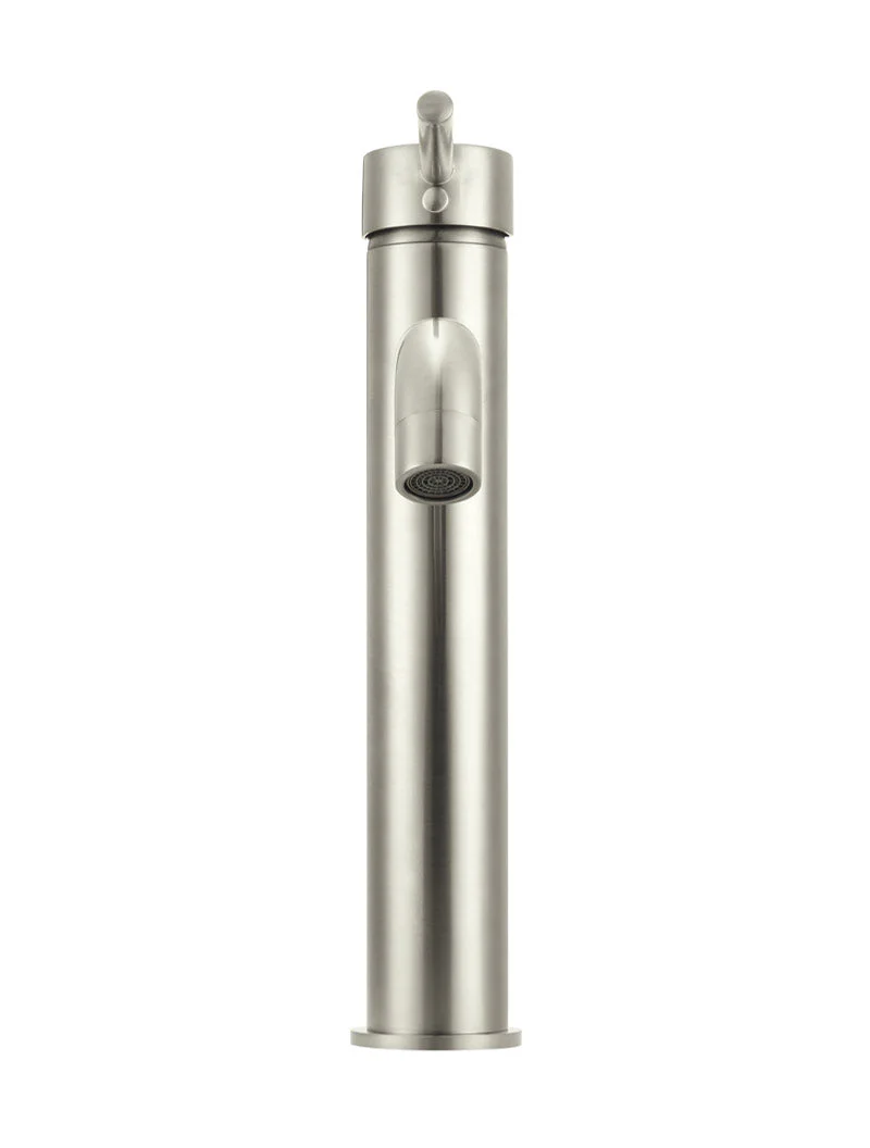 Round Tall Curved Basin Mixer - PVD Brushed Nickel - Image 5