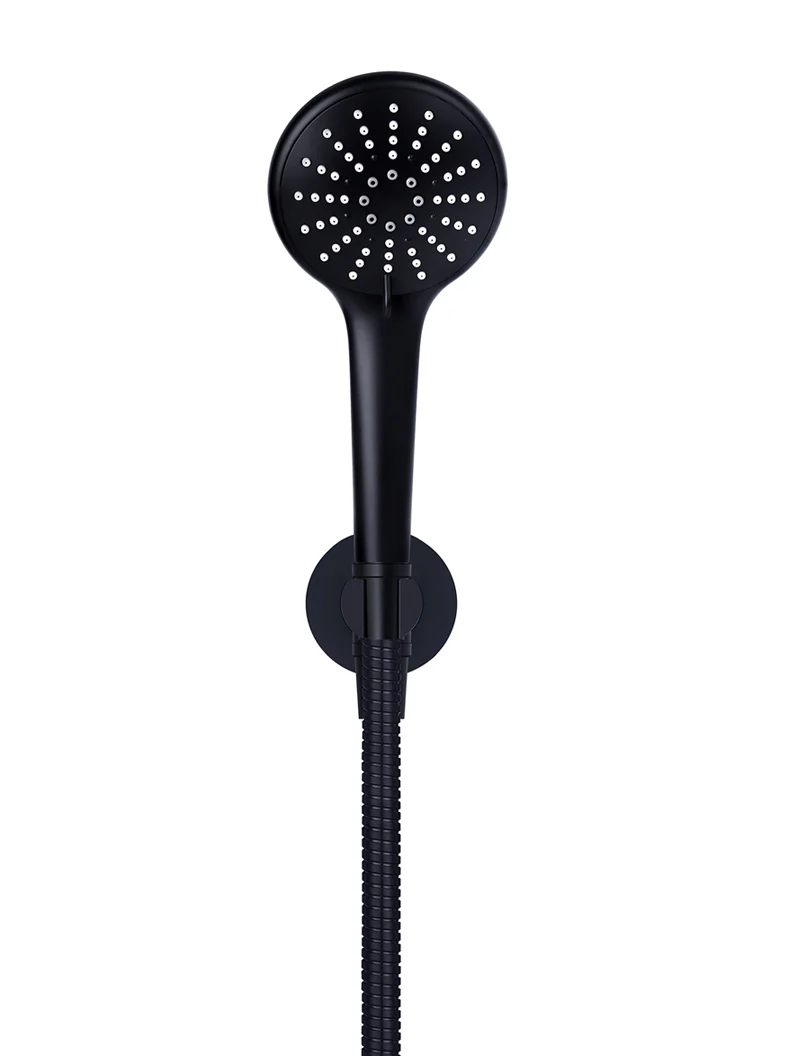 Round Three Function Hand Shower on Fixed Bracket - Matte Black - Image 2