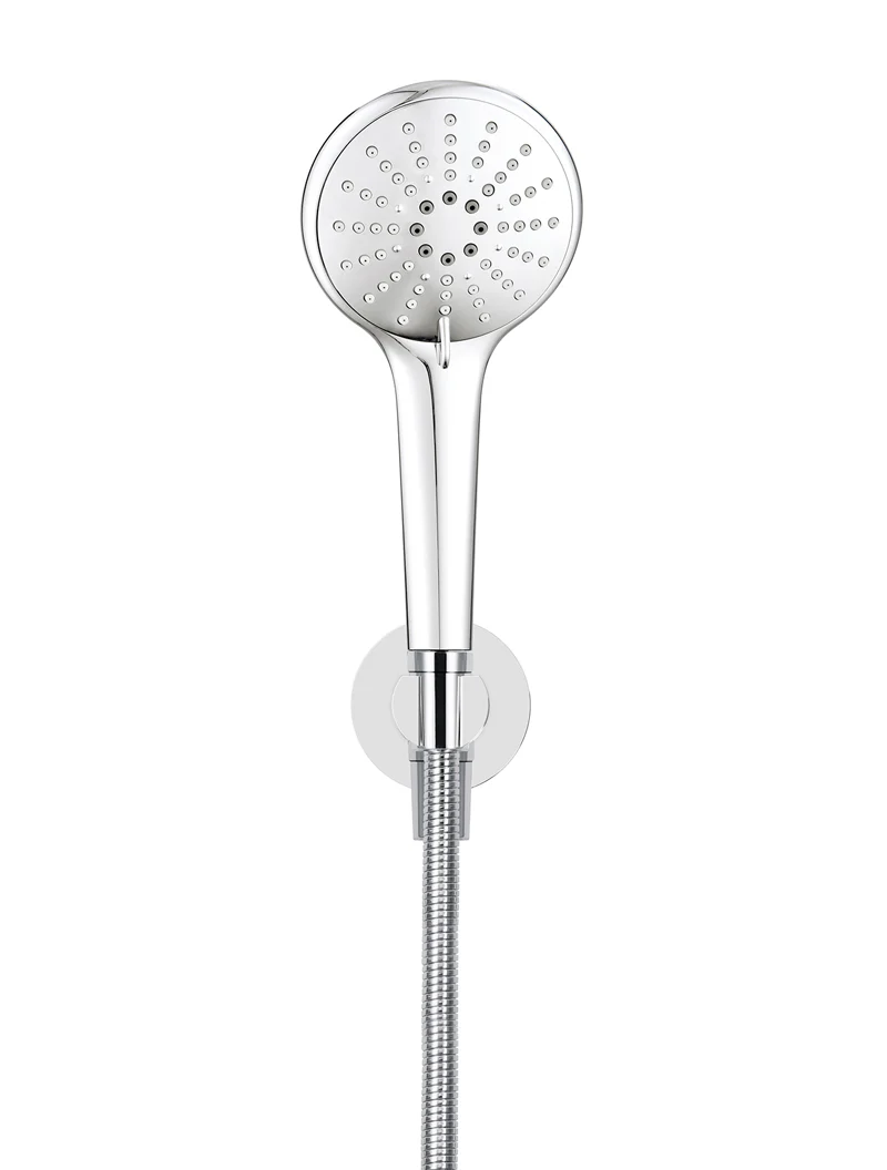 Round Three Function Hand Shower on Fixed Bracket - Polished Chrome - Image 2