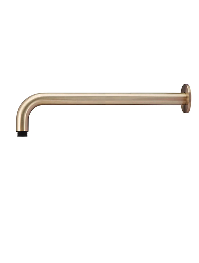 Round Wall Shower Curved Arm 400mm - Champagne - Image 2