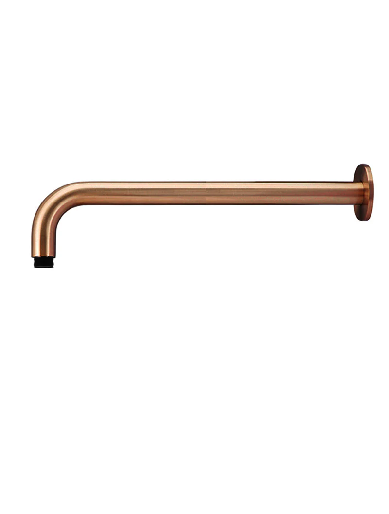 Round Wall Shower Curved Arm 400mm - Lustre Bronze - Image 2