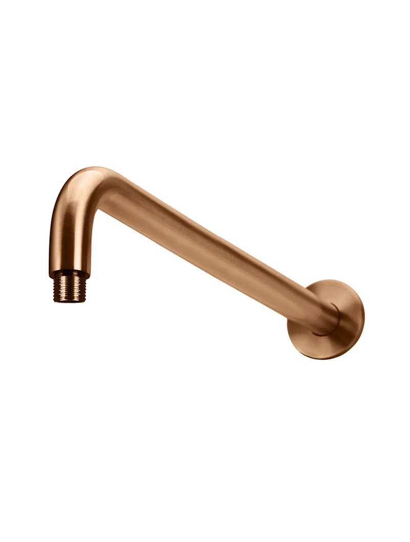 Round Wall Shower Curved Arm 400mm - Lustre Bronze - Image 6