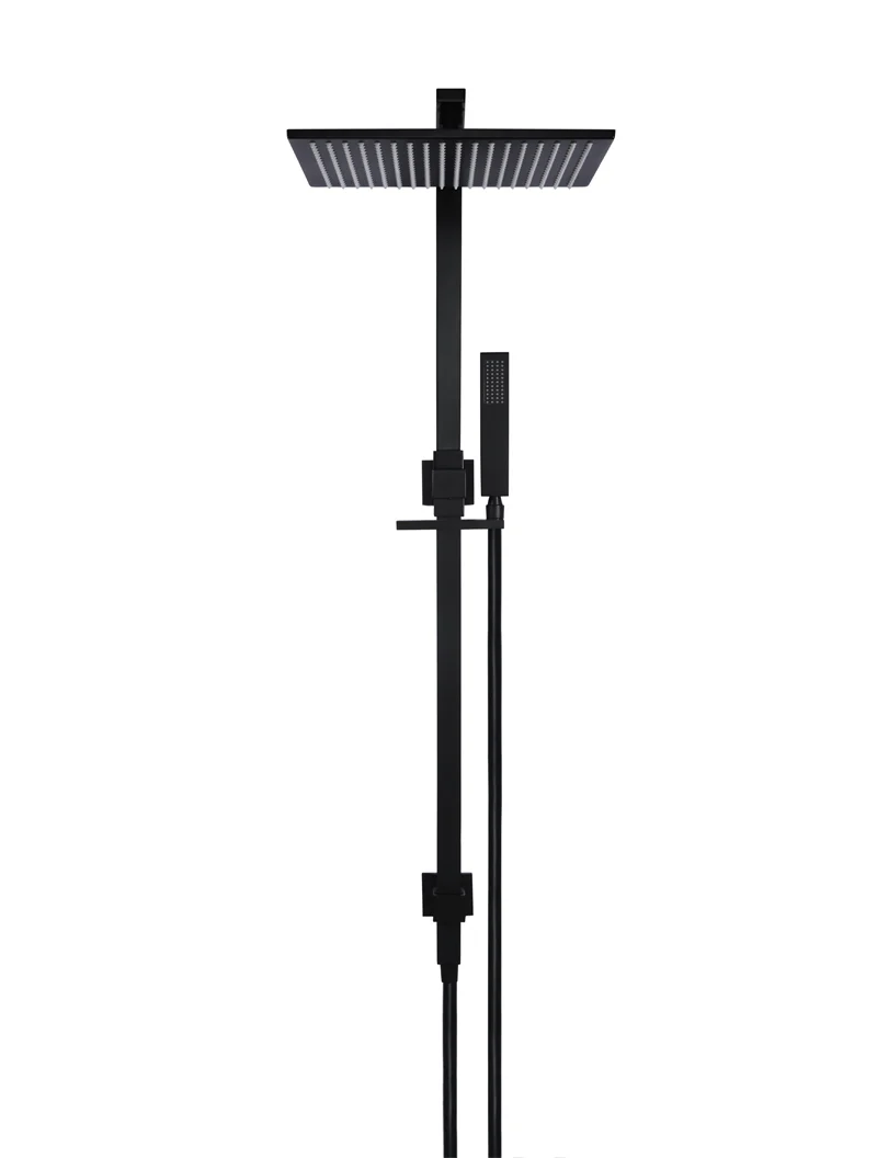Square Combination Shower Rail - Matte Black - Image 2