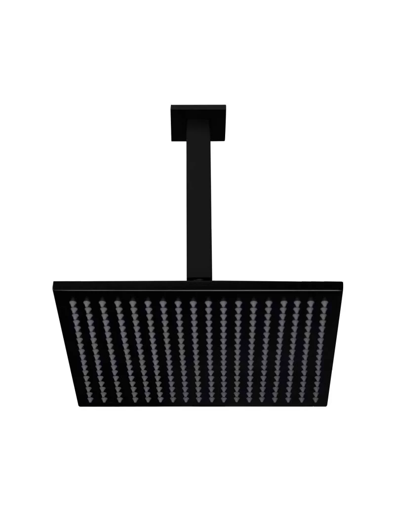 Square Ceiling Shower 300mm rose, 200mm dropper - Matte Black - Image 3