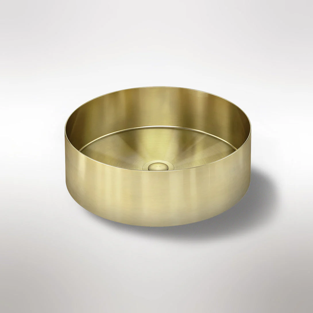 Lavello Round Steel Bathroom Basin 380 x 110 - PVD Tiger Bronze - Image 5